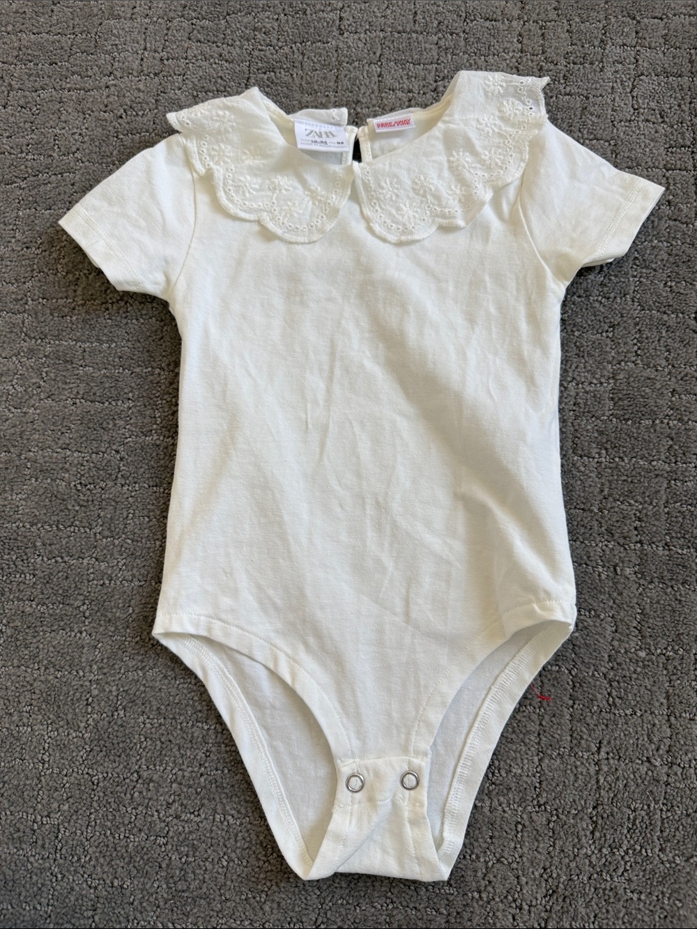 Zara White Lace-Collar Short Sleeve Baby Bodysuit
